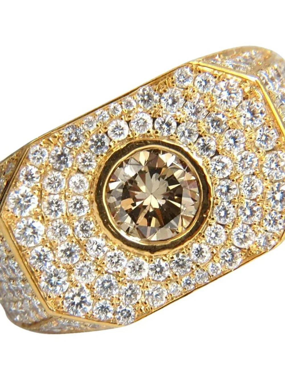 5.60ct. mens natural fancy light brown diamond master bead set pave ring*